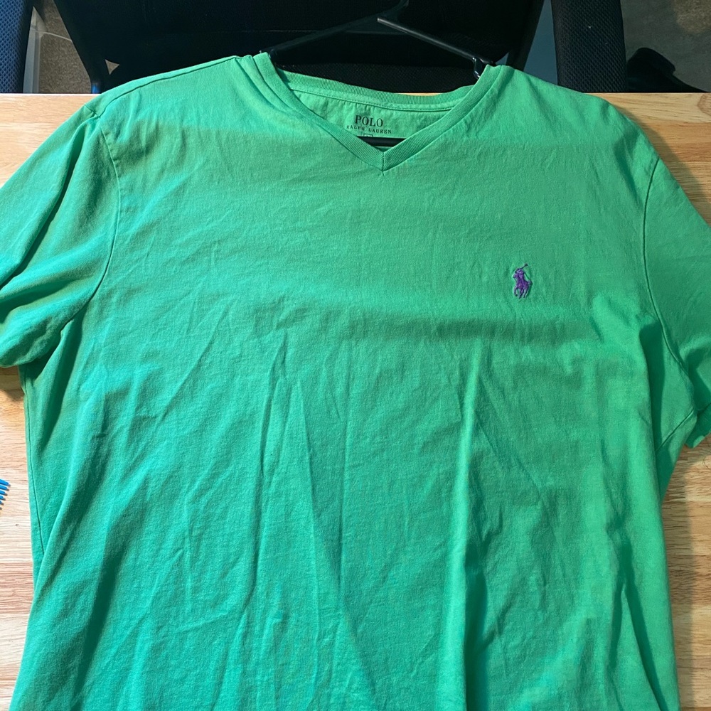 Large green polo v neck